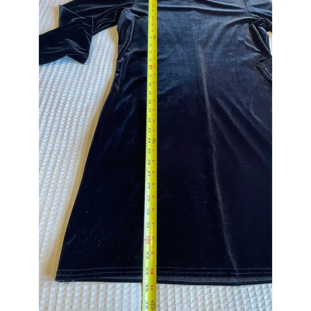 Jonathan Martin Black Velvet Long Sleeve Romantic Mini Shirt Dress Size Medium - Picture 8 of 9